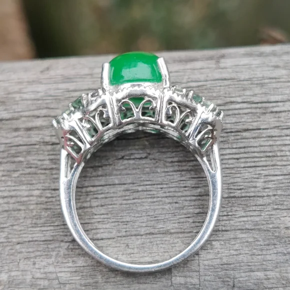 Sterling Jadeite And Prasiolite Ring By Chuck Clemency - Picture 6 of 7